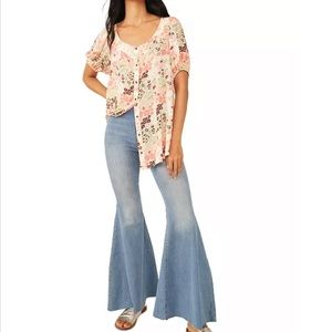 Free People Callie Printed Button-Down Tunic Top